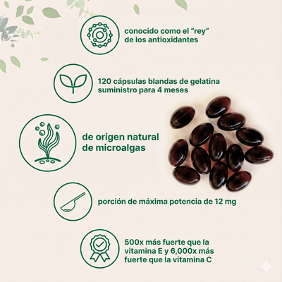 Astaxantina - El "Botox Natural" — 6,000x Más Potente que la Vitamina C. Rejuvenece en 30 Días o Te Devolvemos Tu Dinero.